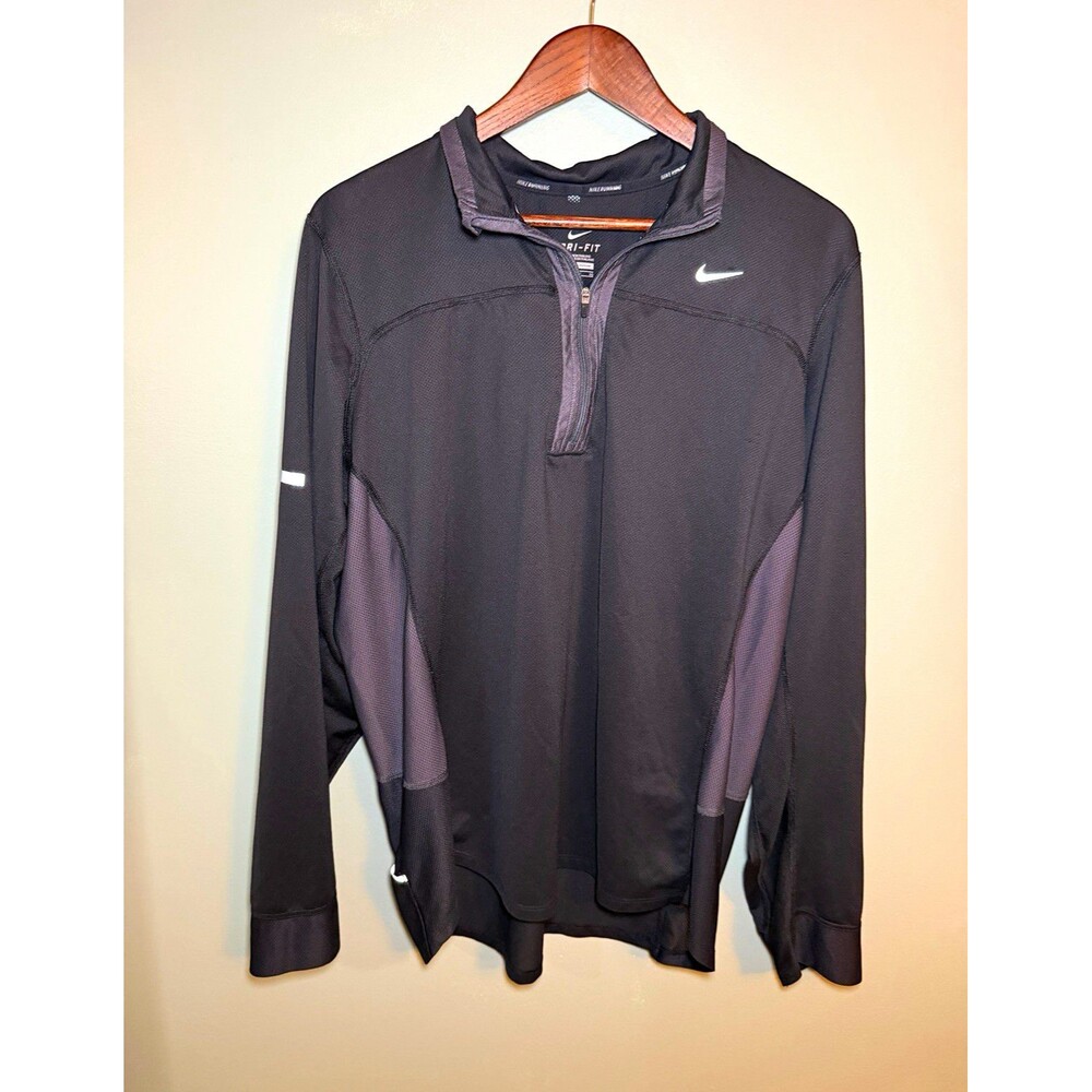 Nike Dri-FIT Men's 1/4 Zip Mock Neck Running Pullover Black/Gray XL